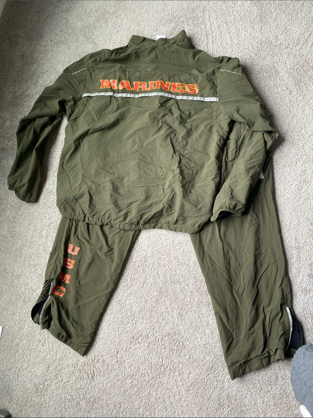 Vintage USMC Olive Green 'MARINES' Jacket & Pants Set XL